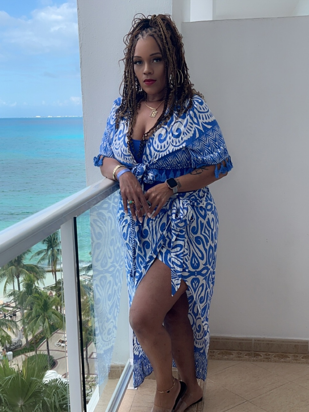 SHEIN Blue and White Printed Skirt Set